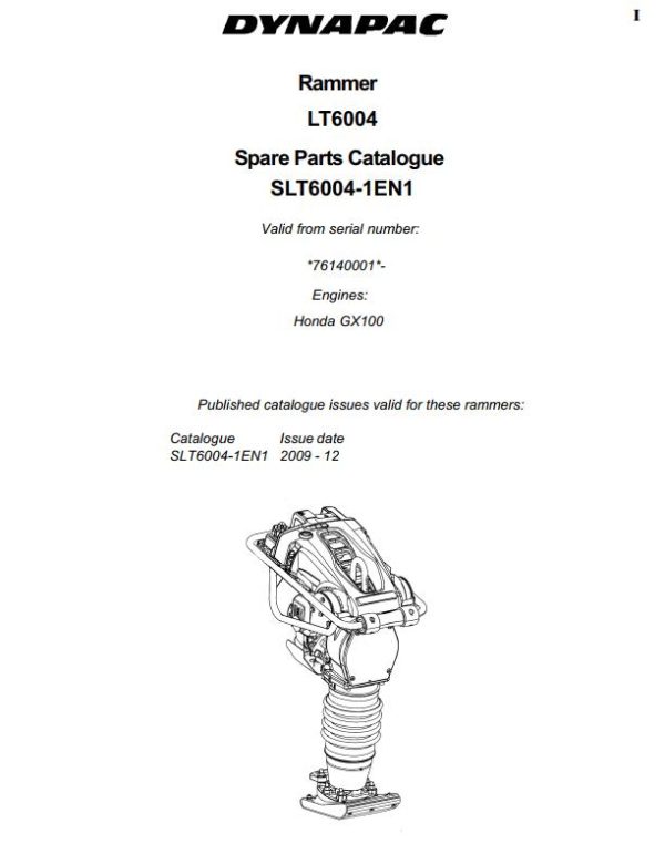 Dynapac Light LT6004 Operation Maintenance Parts Manual PDF 1