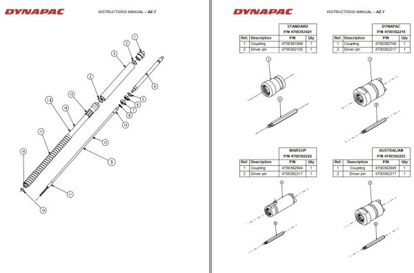 Dynapac Poker Vibrators With Flexible Shaft AU AZ Instruction Spare Parts Catalogue 1
