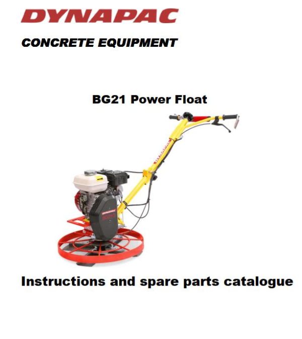 Dynapac Power Float BG21 to BG76HTH Instruction Spare Parts Catalogue