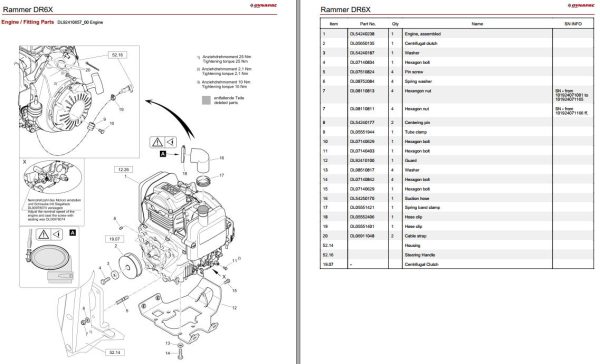 Dynapac Rammers R6X Parts Catalog PDF 2