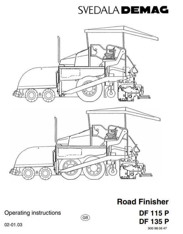 Dynapac Road Finisher DF115P DF135P Operation Manual PDF 1