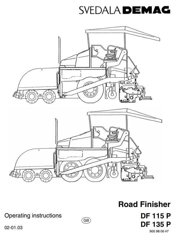 Dynapac Road Finisher DF115P DF135P Operation Manual PDF 1