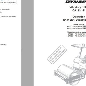 Dynapac Roller CA121 CA141 Operation Manual PDF 1
