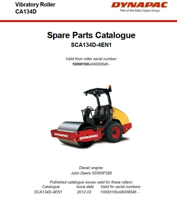 Dynapac Roller CA134D Parts Manual PDF 1
