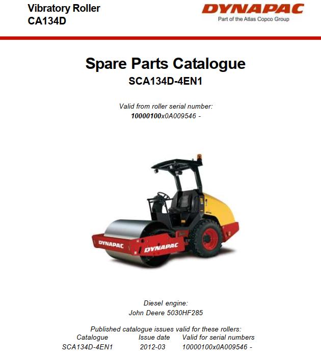 Dynapac Roller CA134D Parts Manual PDF 1