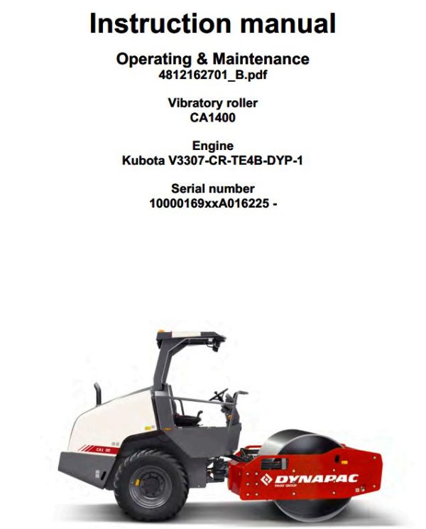 Dynapac Roller CA1400 Operation Maintenance Manual PDF 1