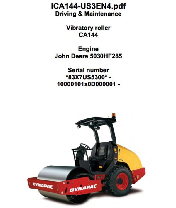 Dynapac Roller CA144 Operation Maintenance Manual PDF 1