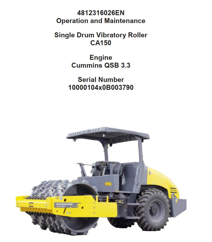 Dynapac Roller CA150 Operation Maintenance Manual PDF 1