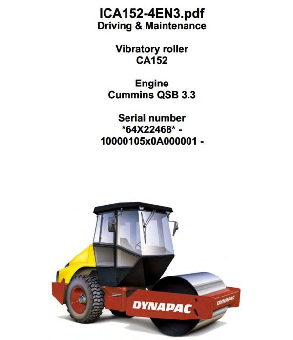 Dynapac Roller CA152 Operation Maintenance Manual PDF 1