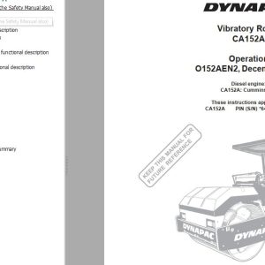 Dynapac Roller CA152A Operation Manual PDF 1