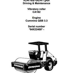 Dynapac Roller CA182 Operation and Maintenance Manual PDF 1