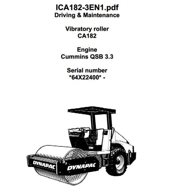 Dynapac Roller CA182 Operation and Maintenance Manual PDF 1