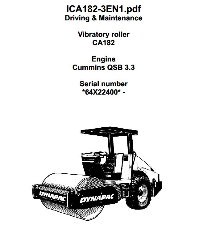 Dynapac Roller CA182 Operation and Maintenance Manual PDF 1