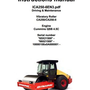 Dynapac Roller CA250 CA250 II Operation Maintenance Manual PDF 1