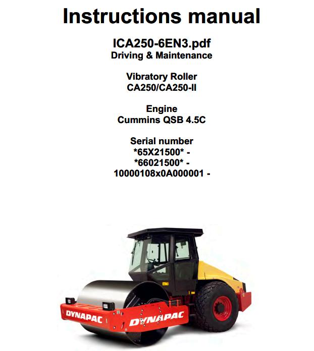 Dynapac Roller CA250 CA250 II Operation Maintenance Manual PDF 1