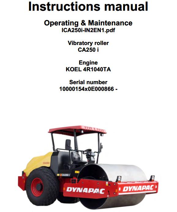 Dynapac Roller CA250i Operation Maintenance Manual PDF 1 1