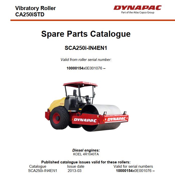 Dynapac Roller CA250iSTD Parts Manual PDF 1