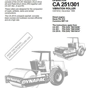 Dynapac Roller CA251 CA301 Operation Manual PDF 1