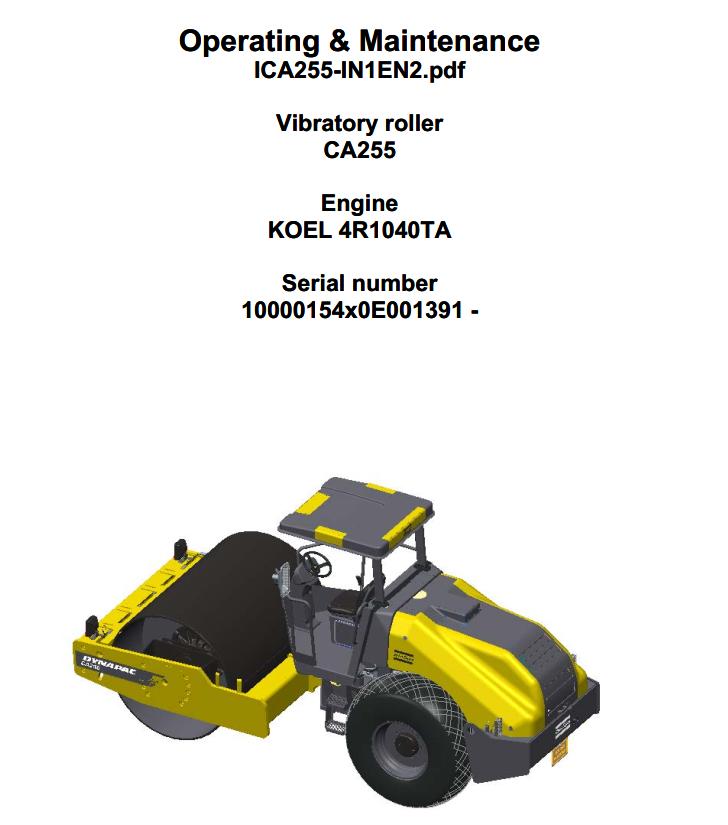 Dynapac Roller CA255 Operation Maintenance Manual PDF 1