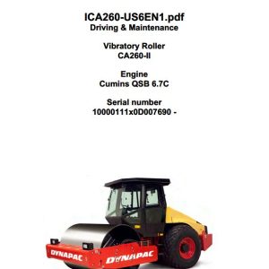 Dynapac Roller CA260 II Operation Maintenance Manual PDF 1