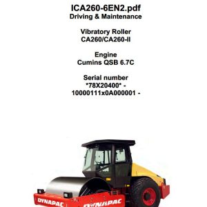 Dynapac Roller CA260 Operation Maintenance Manual PDF 1