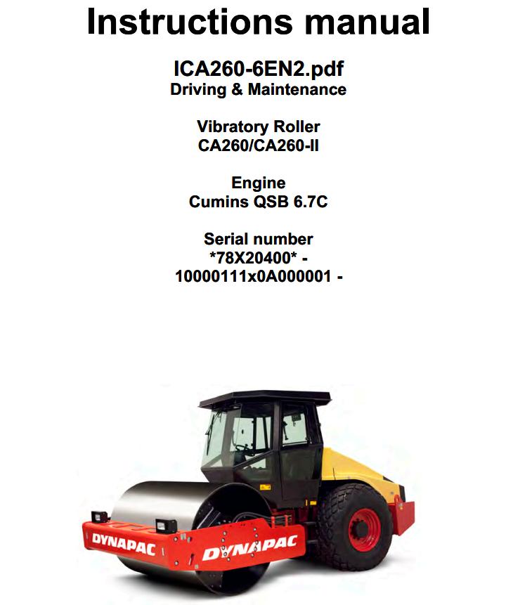 Dynapac Roller CA260 Operation Maintenance Manual PDF 1