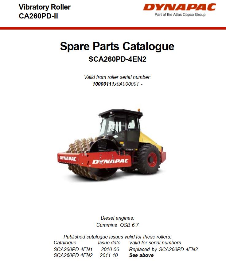 Dynapac Roller CA260PD II Parts Manual PDF 1