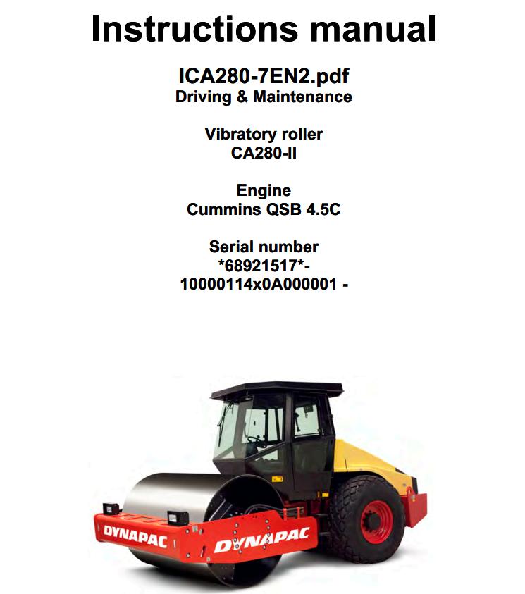 Dynapac Roller CA280 II Operation Maintenance Manual PDF 1