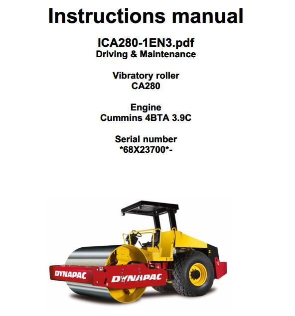 Dynapac Roller CA280 Operation Maintenance Manual PDF 1