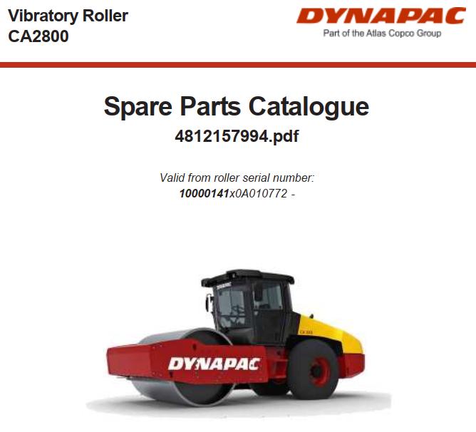 Dynapac Roller CA2800 Parts Manual PDF 1