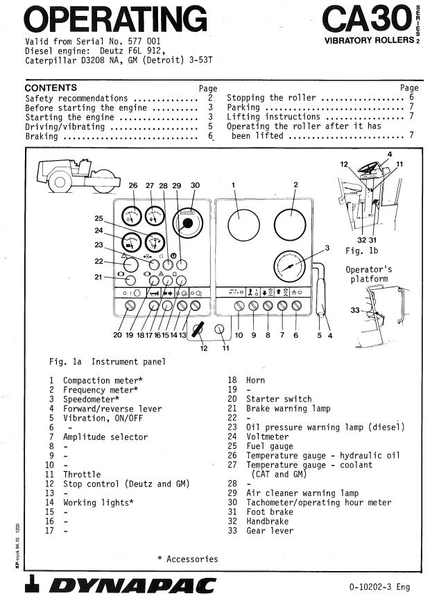 Dynapac Roller CA30 Operation Manual PDF 1