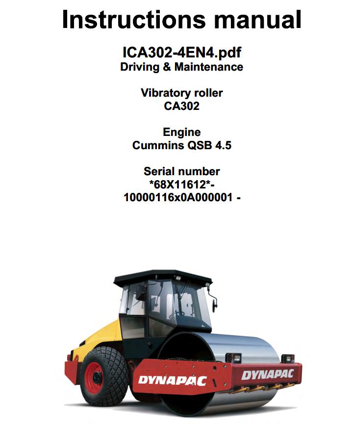 Dynapac Roller CA302 Operation Maintenance Manual PDF 1