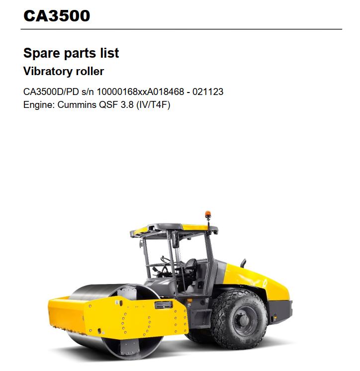 Dynapac Roller CA3500 Parts Manual PDF 1