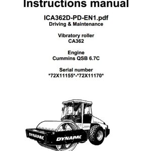 Dynapac Roller CA362 Operation Maintenance Manual PDF 1