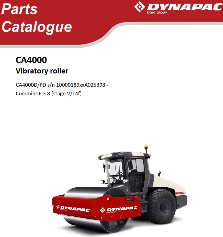 Dynapac Roller CA4000 Parts Catalogue PDF 1
