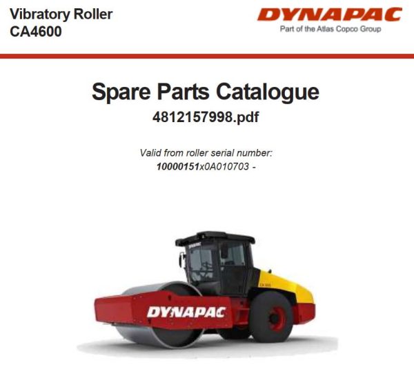 Dynapac Roller CA4600 Parts Manual PDF 1