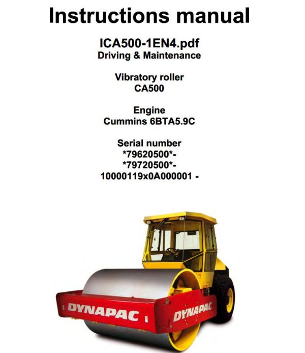 Dynapac Roller CA500 Operation Maintenance Manual PDF 1