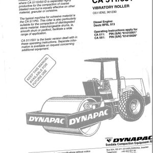 Dynapac Roller CA511 CA551 Operation Manual PDF 1