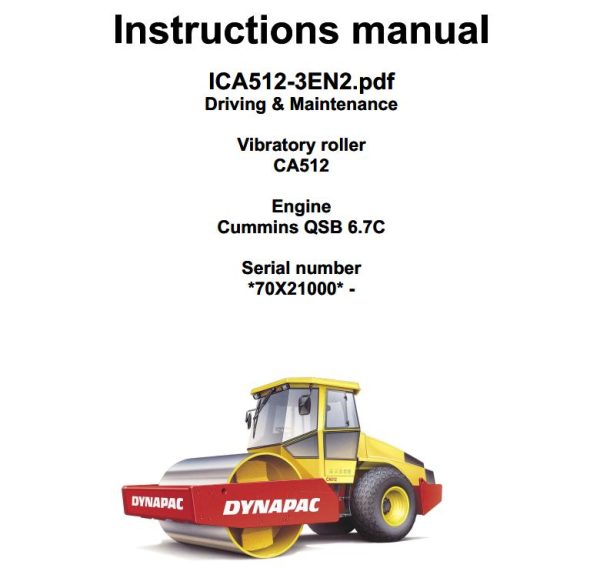 Dynapac Roller CA512 Operation Maintenance Manual PDF 1