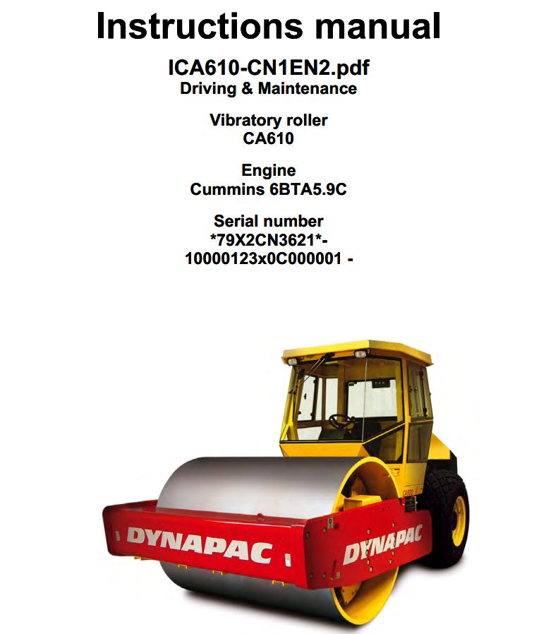 Dynapac Roller CA610 Operation Maintenance Manual PDF 1