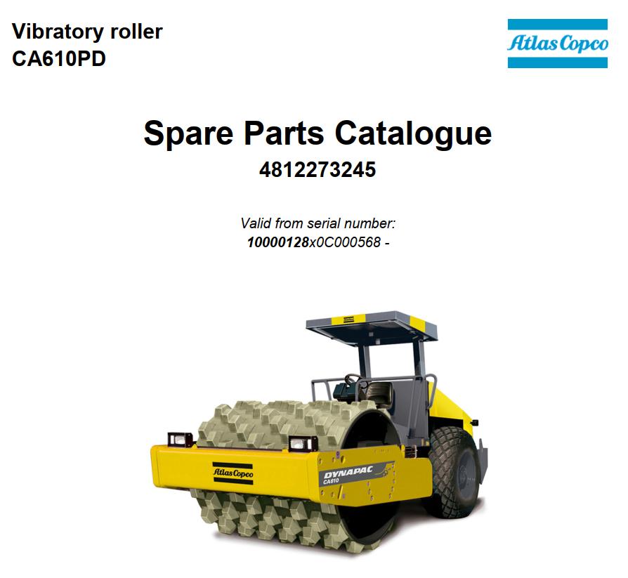 Dynapac Roller CA610PD Parts Manual PDF 1