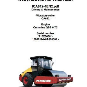 Dynapac Roller CA612 Operation Maintenance Manual PDF 1