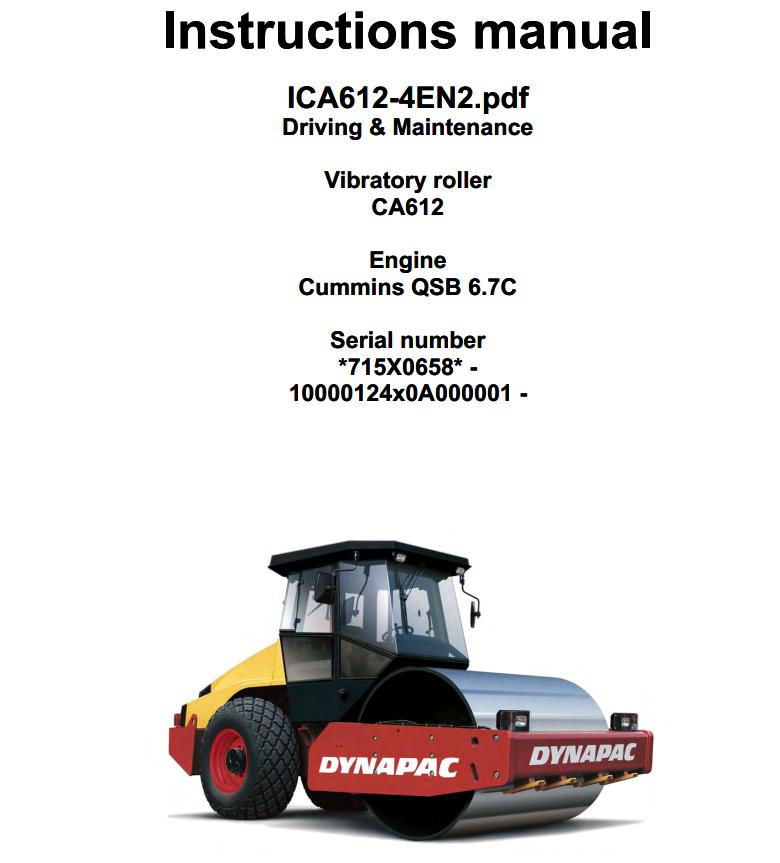Dynapac Roller CA612 Operation Maintenance Manual PDF 1