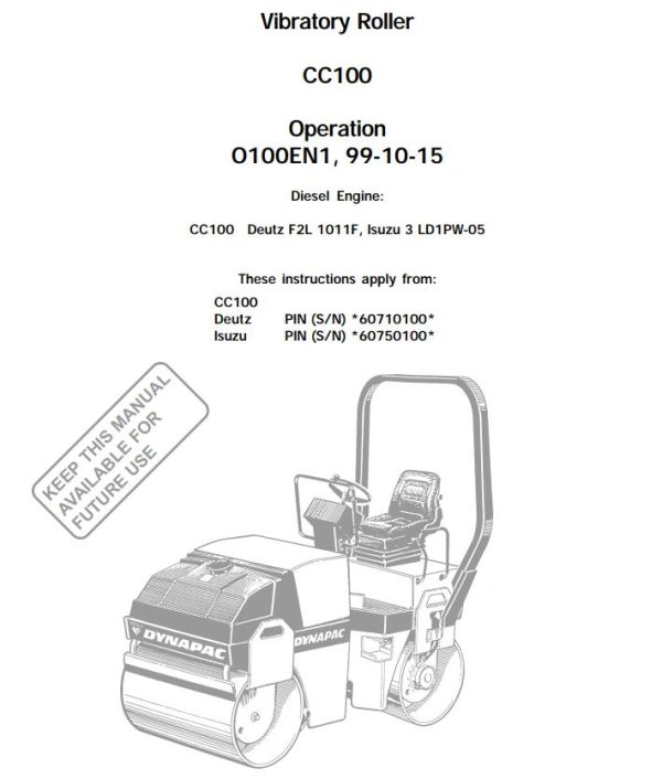 Dynapac Roller CC100 Operation Manual PDF 1
