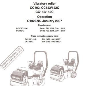 Dynapac Roller CC102 CC142C Operation Manual PDF 1