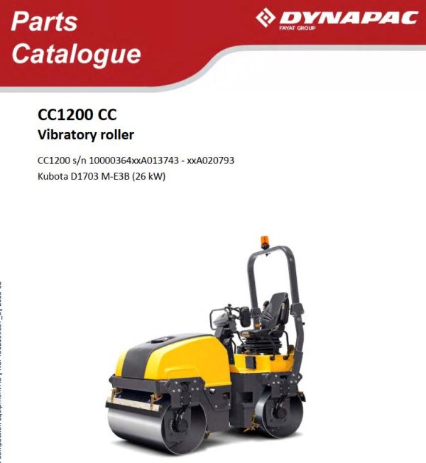 Dynapac Roller CC1200CC Parts Catalogue PDF 1