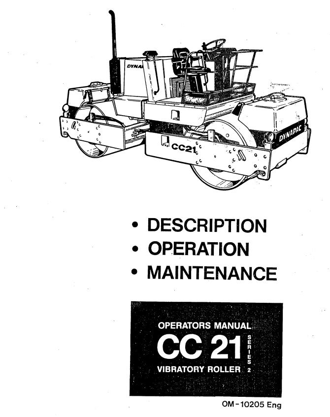 Dynapac Roller CC21 Operation Maintenance Manual PDF 1