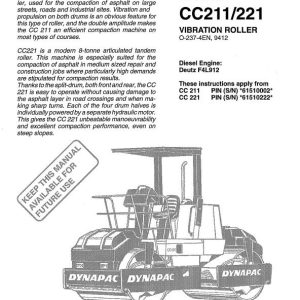 Dynapac Roller CC211 CC221 Operation Manual PDF 1