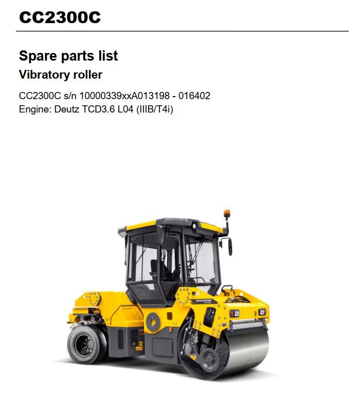 Dynapac Roller CC2300C Parts Manual PDF 1