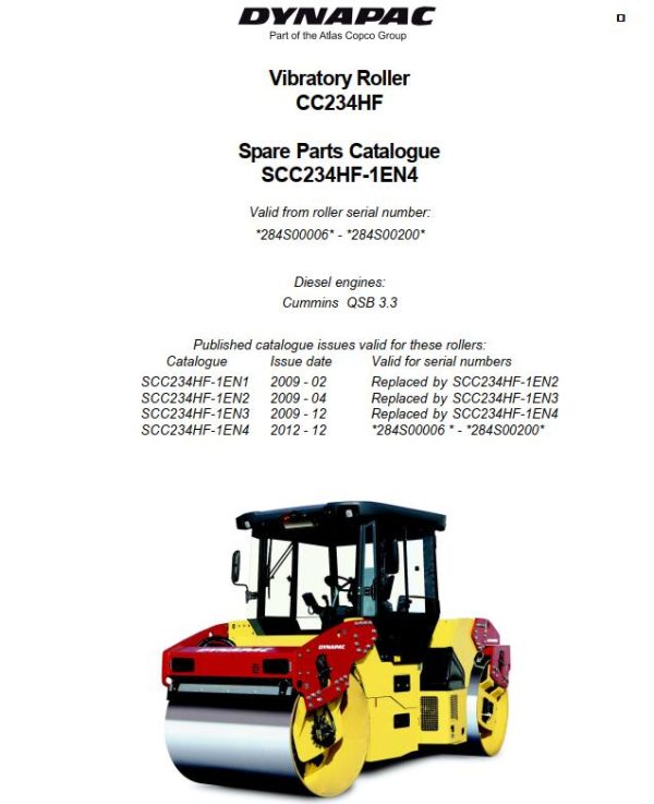 Dynapac Roller CC234HF Parts Operation Maintenance Manual PDF 1